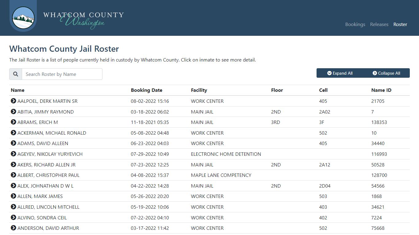 Whatcom County Sheriff's Office | Jail Roster